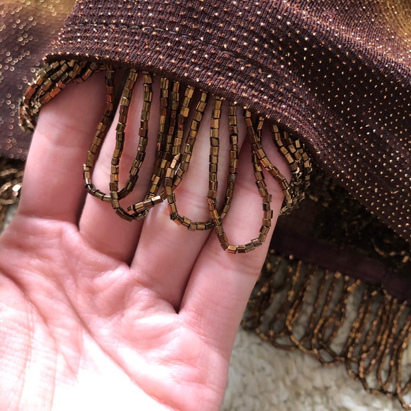 vintage ombre, shimmering, fringe, shoulder padded turtleneck - Picture 3 of 4